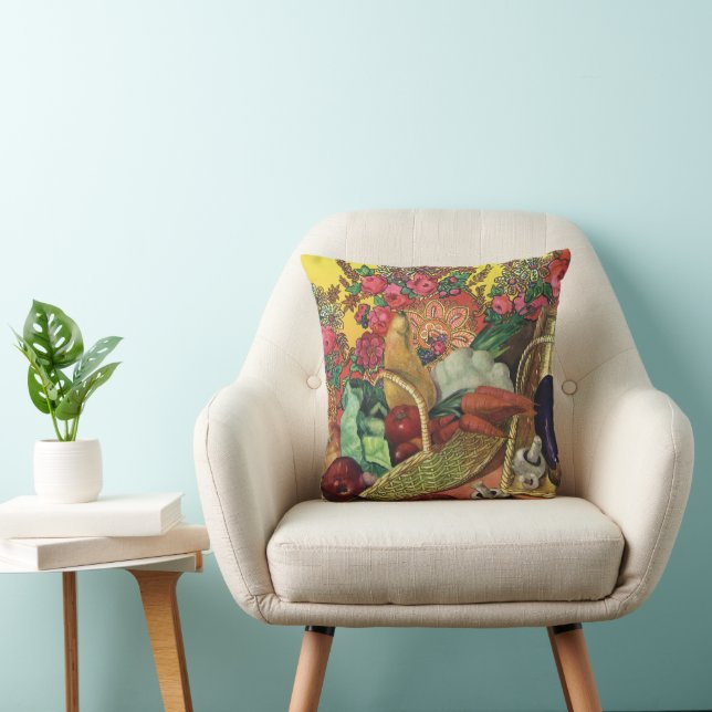 Coussin Aliments Biologiques, Légumes de Jardin, Fleurs en (Chaise)