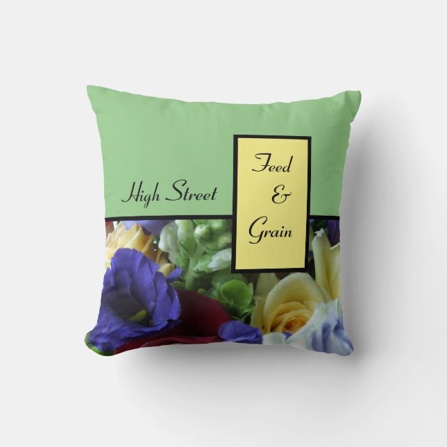 Coussin Aliments et céréales de la rue High (Recto)