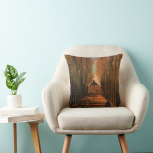 Coussin Allée de peupliers en automne de Vincent van Gogh