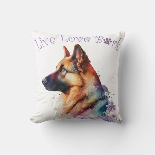 Coussin Allemand Berger Chien Maman Floral (Recto)
