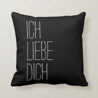 Coussin Allemand Je t'aime Ich Liebe Dich Noir et Blanc