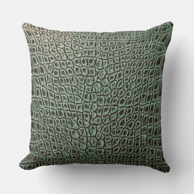 COUSSIN ALLIGATOR FOREST GREEN EN CUIR (Recto)