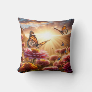 Coussin Almofada 40,6 cm x 40,6 cm, Borboletas no jardim