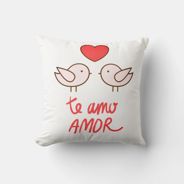 Coussin almofada pássaros romântico com coração (Recto)
