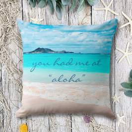 Coussin Aloha Citation Turquoise Ocean Hawaii Beach Photo