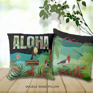 Coussin Aloha Coloré Gras Beauté Tropicale Double Côté