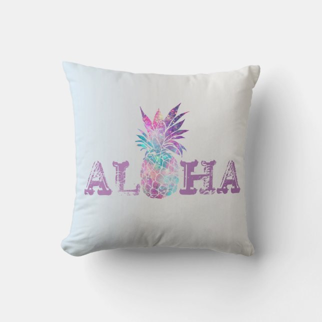 Coussin Aloha Hawaiian Ananas, Argent (Recto)