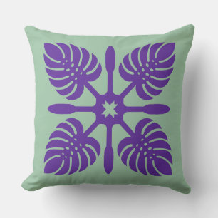 Coussin Aloha Spirit Hawaiian Quilt - Monstera & Paddles