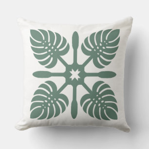 Coussin Aloha Spirit Hawaiian Quilt - Monstera & Paddles
