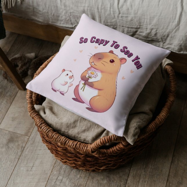 Coussin Alors Capable De Vous Voir - Cute Capybara Art (Créateur téléchargé)