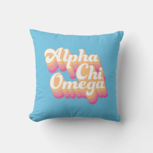 Coussin Alpha Chi Omega Écriture Groovy
