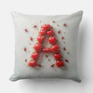 Coussin Alphabet Créatif Lettre A avec des Formes de Coeur
