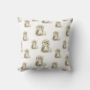 Coussin Alphabet Mignon Animaux Bébés Aquarelle Hibou