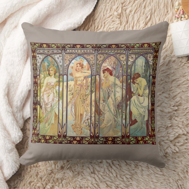 Coussin Alphonse Mucha - Les heures du jour (Couverture)