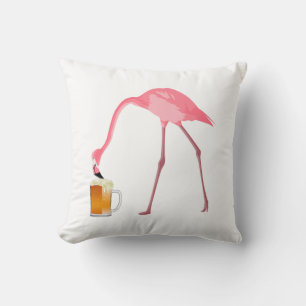 Coussin Amant rose de bière de Flamant rose