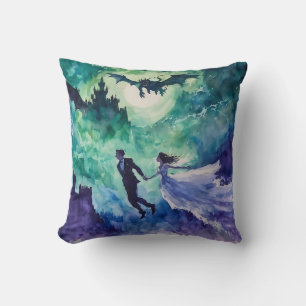 Coussin Amants volants - Peinture à l'aquarelle