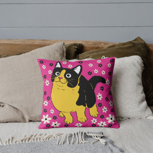 Coussin Amateur de chat moderne Fleurs Motif Rose