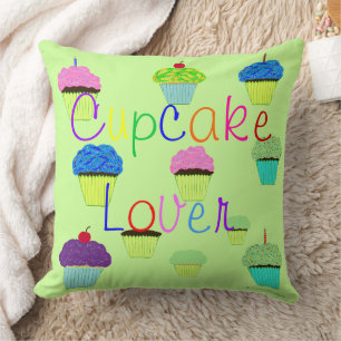Coussin Amateur de Cupcake Vert Violet PERSONALISER Nom