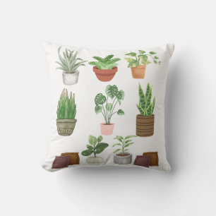 Coussin Amateur fou de plante d'oreiller, Plante d'aquarel