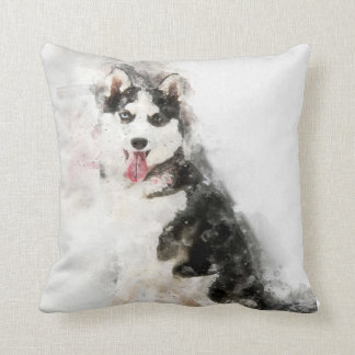 Coussin Amateurs de cadeaux Cool Husky Dog Watercolor