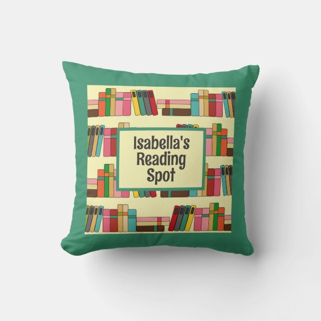 Coussin Amateurs de livres Lecture Spot Green Librairie (Recto)