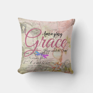 Coussin Amazing Grace rose vintage 