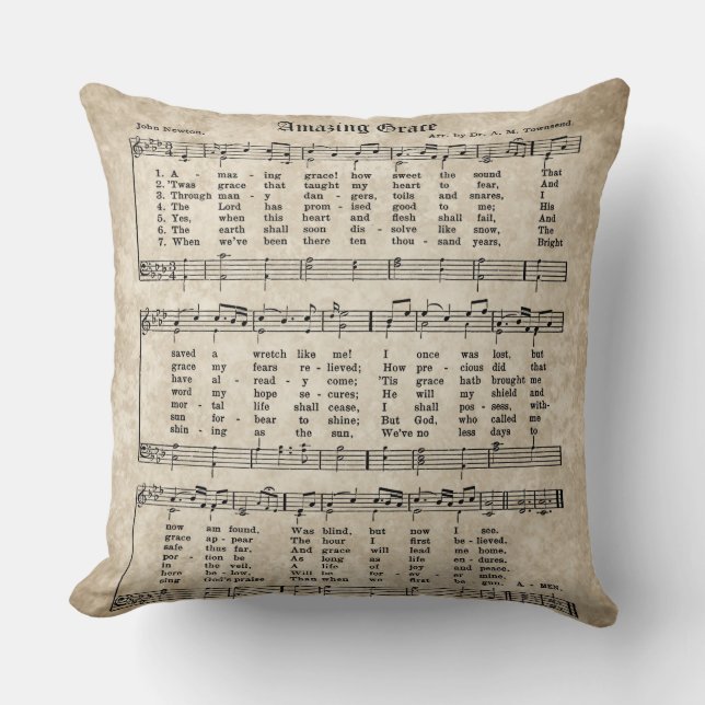Coussin Amazing Grace Vintage Hymn (Recto)