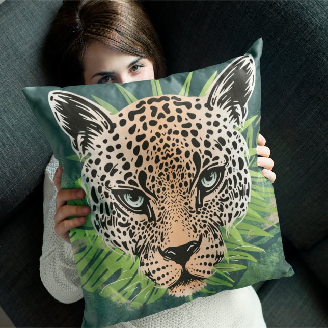 Coussin Amazonie tropicale du Jaguar (Créateur téléchargé)