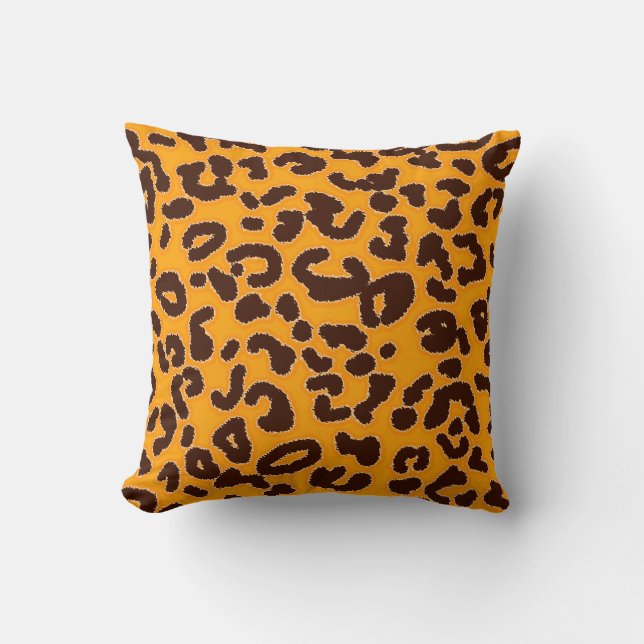 Coussin Amber Orange Leopard "poster de animal" (Recto)