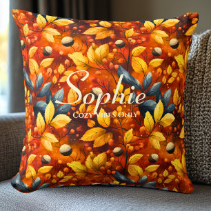 Coussin Ambiance Cosy Uniquement Feuilles D'Automne   Déco