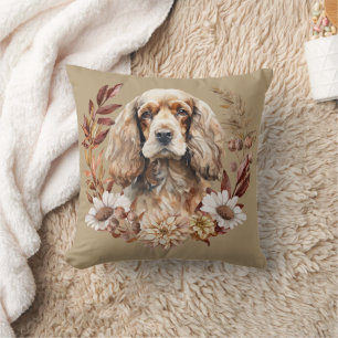 Coussin American Cocker Spaniel Dog Autumn Wreath