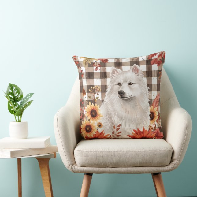 Coussin American Eskimo Fall Watercolor Flowers (Chaise)