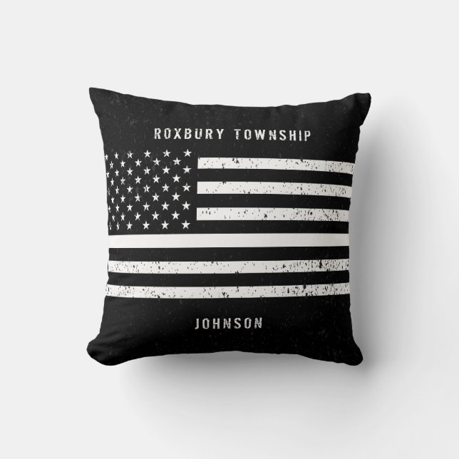 Coussin American Flag Mince ligne blanche Nom troublé (Recto)