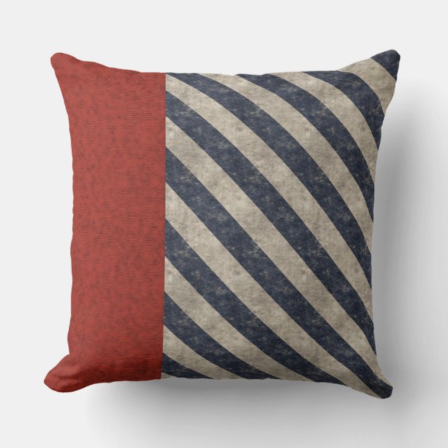 Coussin Americana grunge blanc et bleu rouge (Recto)