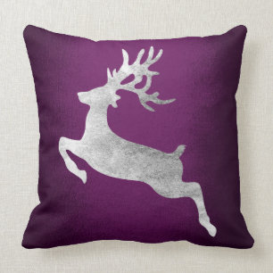 Coussin Améthyste pourpre de prune de renne argenté gris