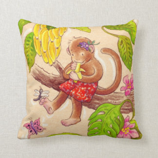 Coussin Amis de jungle de singe et de libellule