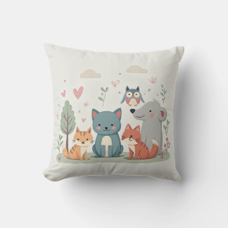 Coussin Amis de la forêt - Whimsical Animal Cushion
