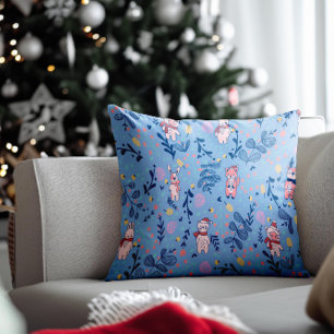 Coussin Amis drôles de la forêt Motif de forêt bleue hive