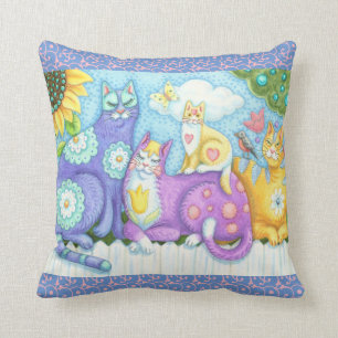 COUSSIN AMIS FÉLINS COLORÉS, CARREAU DE CAT