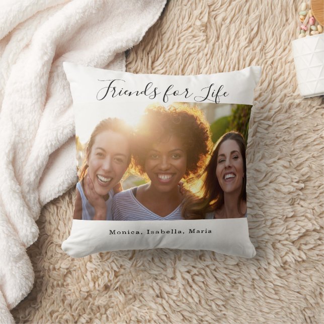 Coussin Amis photo noms blanc BFF (Couverture)