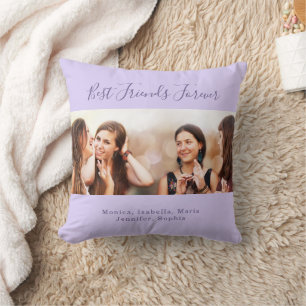 Coussin Amis pour toujours lavande noms photo