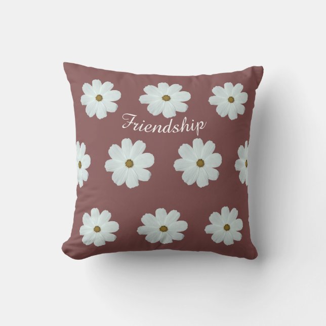 Coussin Amitié Daisy Fleur sauvage Motif rose Floral (Recto)