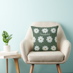 Coussin Amitié Daisy Fleur sauvage Motif Vert Floral