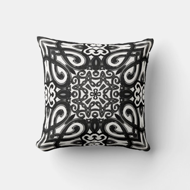 Coussin Amoria : Noir & Blanc Moderne Amour Coeur Cuisine (Recto)