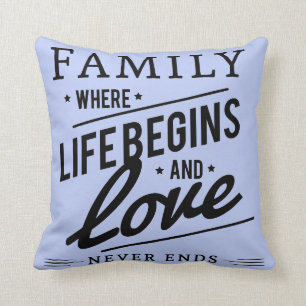 Coussin Amour bleu de famille de carreau de sérénité