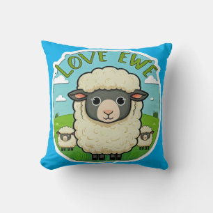 Coussin Amour Brebis Mouton Mignon Pun Coeur Animal Art