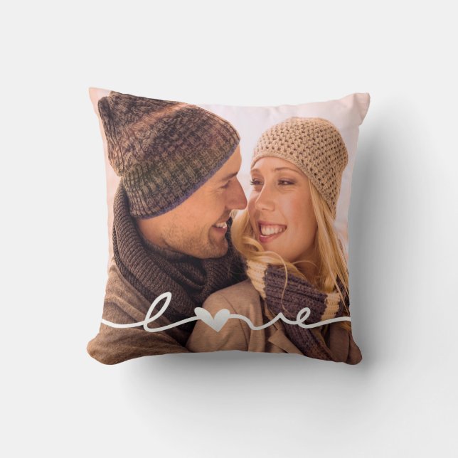 Coussin Amour Cœur Moderne Photo Personnalisée  (Recto)