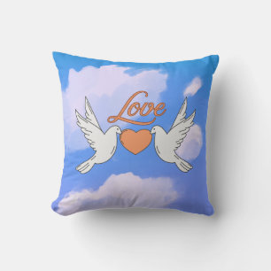 Coussin Amour dans les nuages - Coeur de colombe