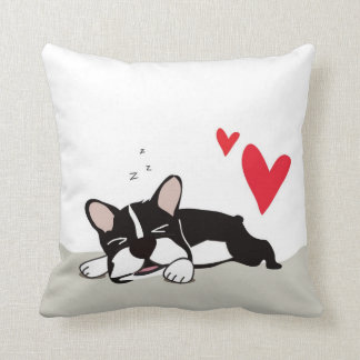 Coussin Amour de bouledogue français - carreau