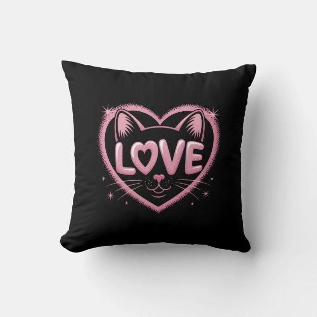 Coussin Amour de chat scintillant (Recto)